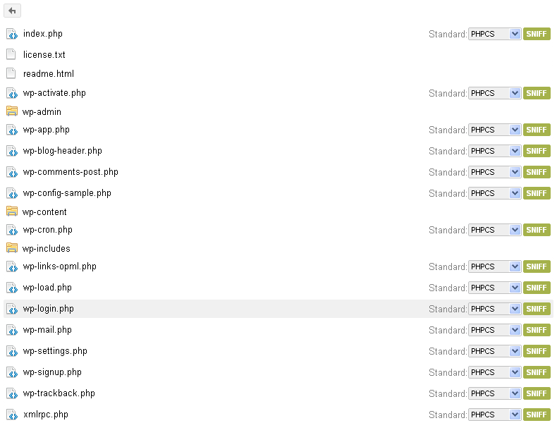 Screenshot WebCodeSniffer - Server Version